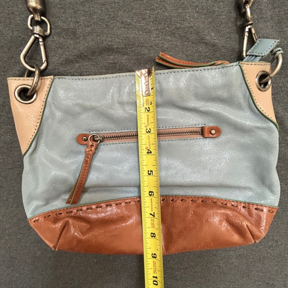 The Sak 100% Leather Hobo Shoulder Bag Blue Brown Braided Strap Purse - Picture 15 of 16